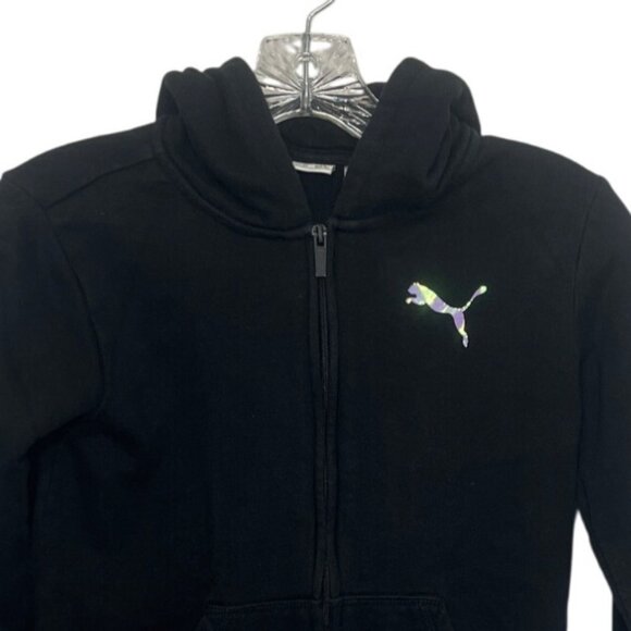 Puma Kids Zip Up Hoodie Sweatshirt Girls Medium 8-10 Black - Picture 3 of 8